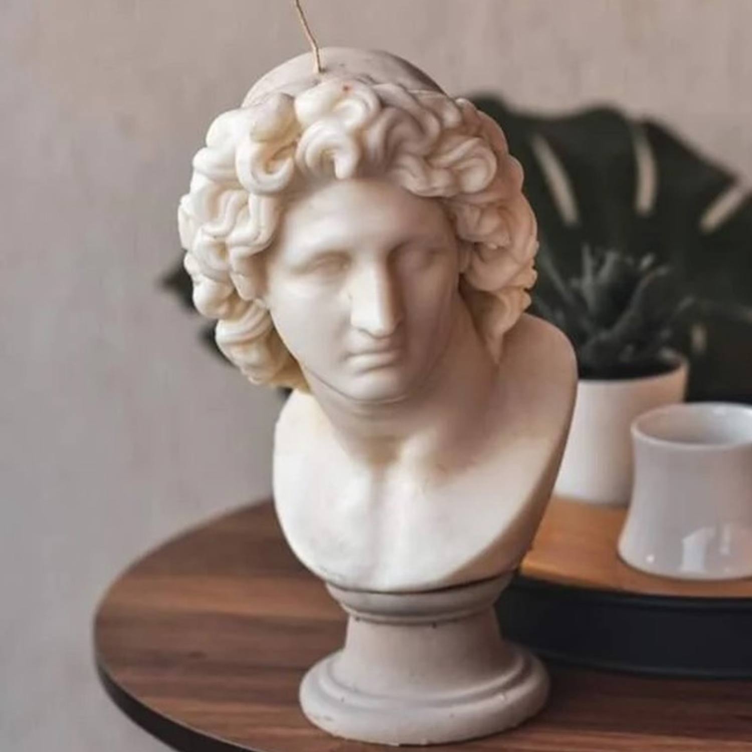 Bust Of Alexander The Great Candle Concrete Base