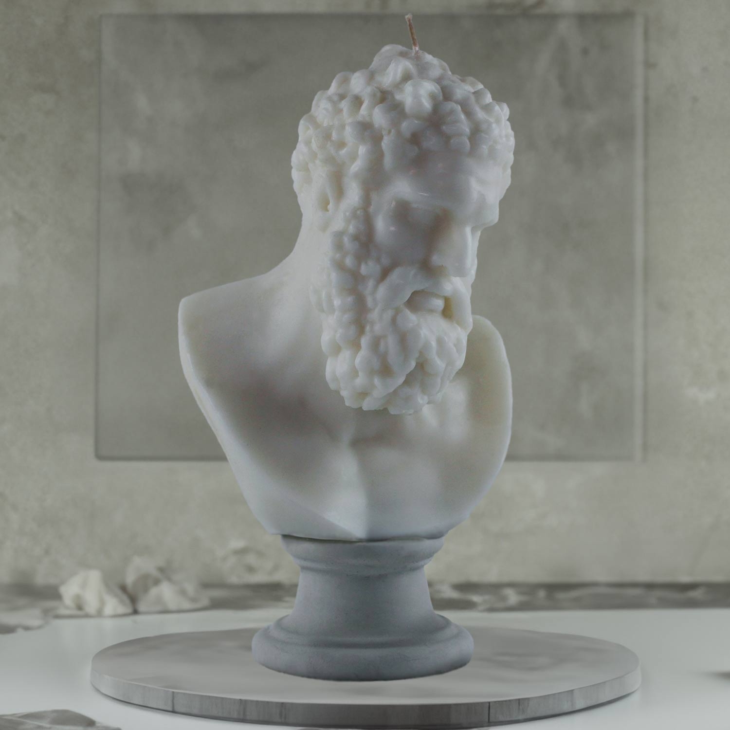 Bust Of The Hercules Candle Concrete Base