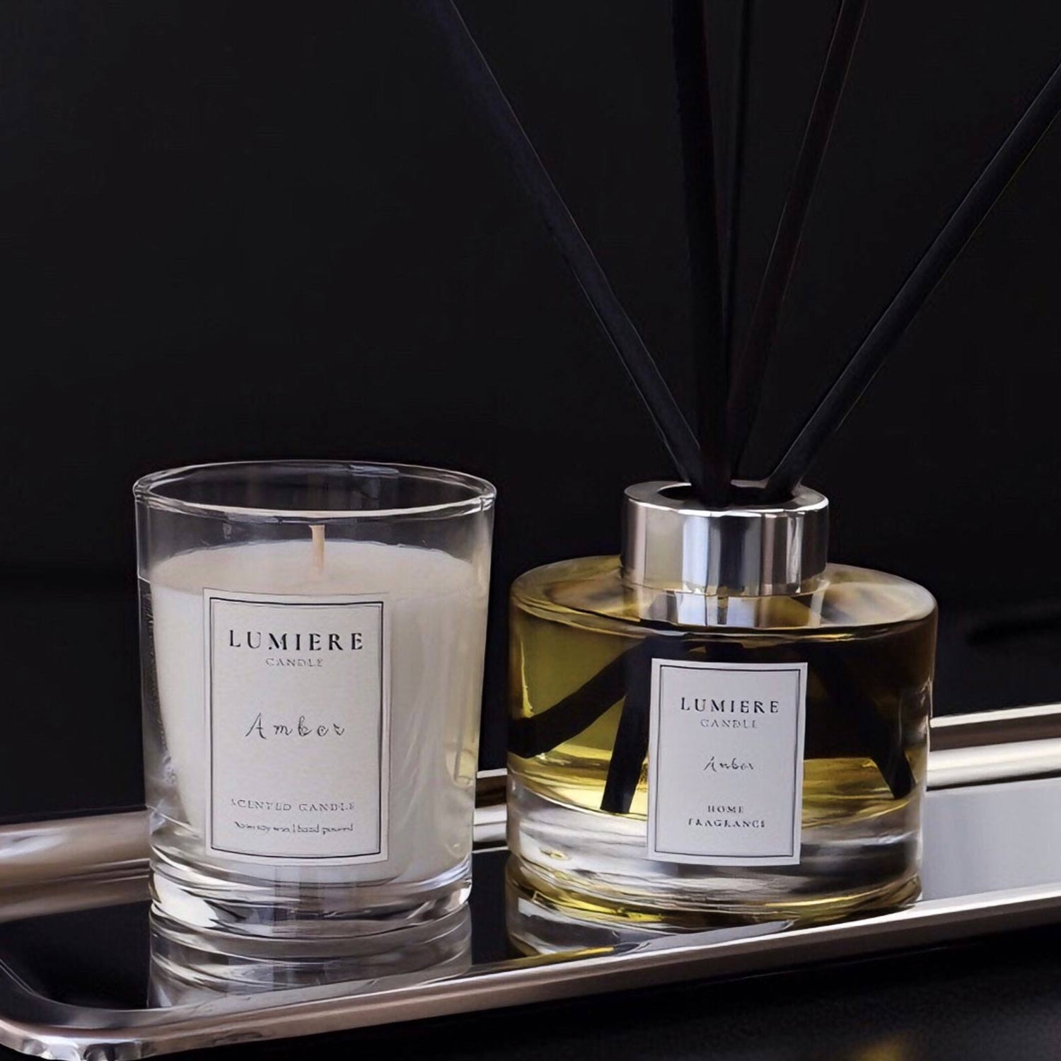 Premium Reed Diffuser & Soy Candle Set | Amber