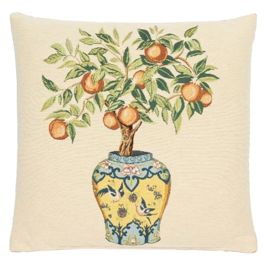 Orange Tree Vase Tapestry Cushion