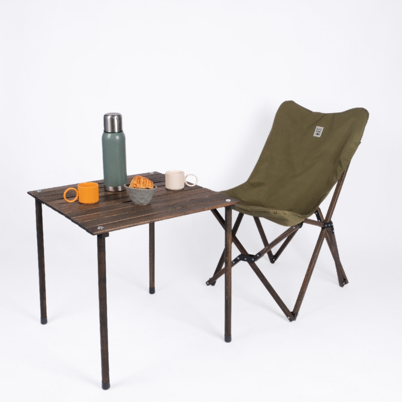 Wooden Folding Camping & Garden Chair Khaki