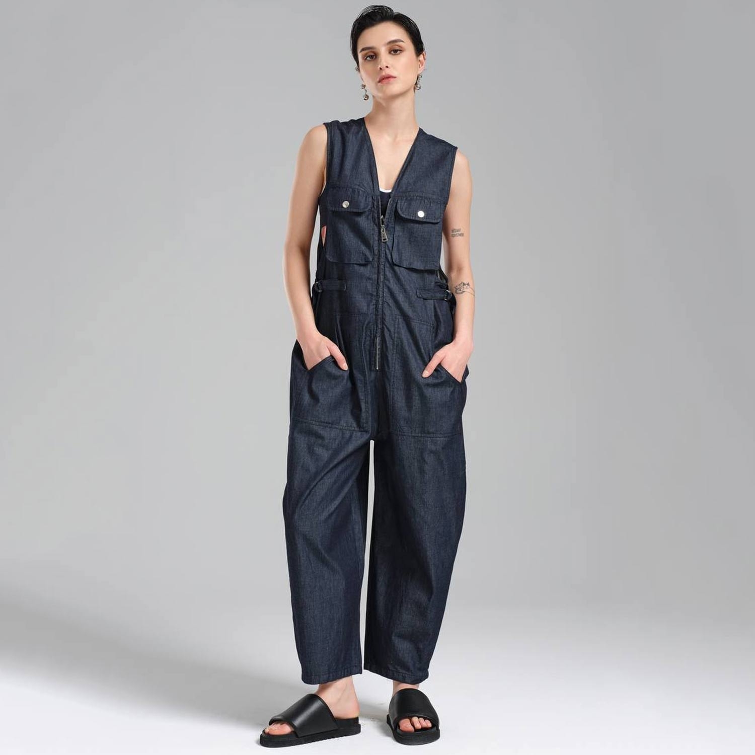 Denim Slim Fit Jumpsuit For Women - Boho Style Salopette - Casual And Stylish Overalls