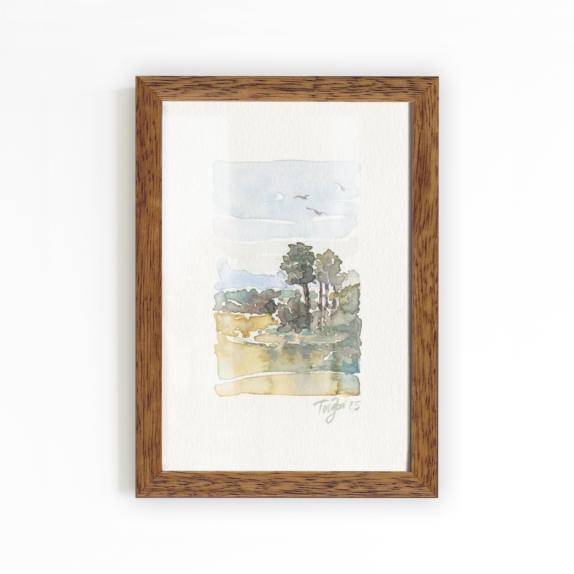 Original Watercolor Artwork In A Wooden Frame