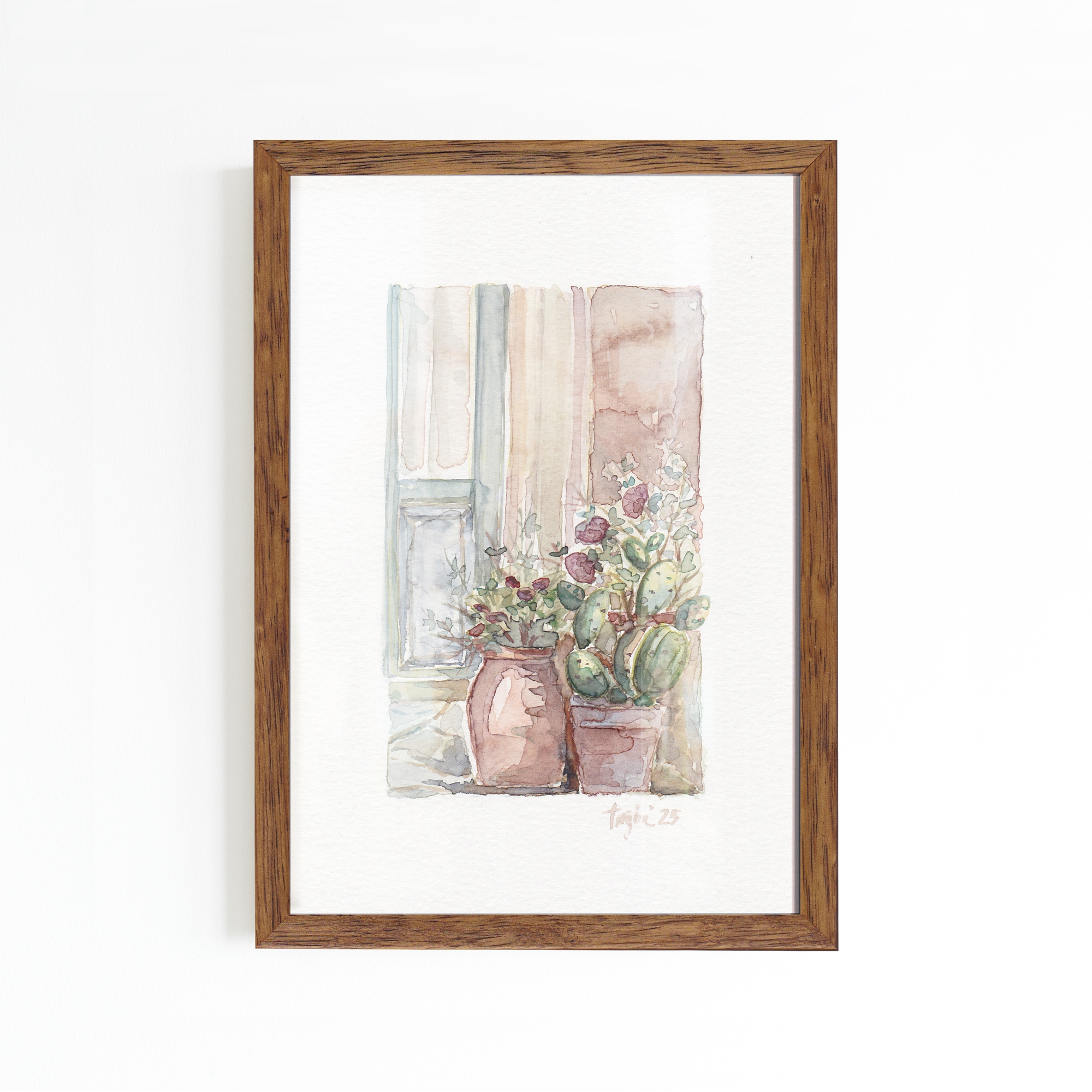 Original Watercolor Artwork In A Wooden Frame