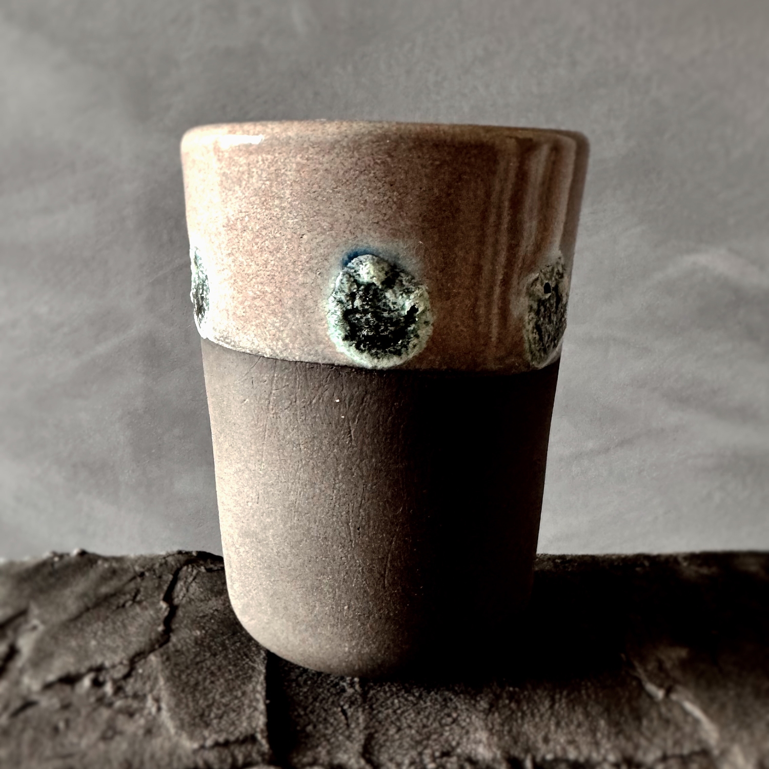 Lilac Drops | Handmade Stoneware Ceramic Oval Double Espresso Coffee Cup