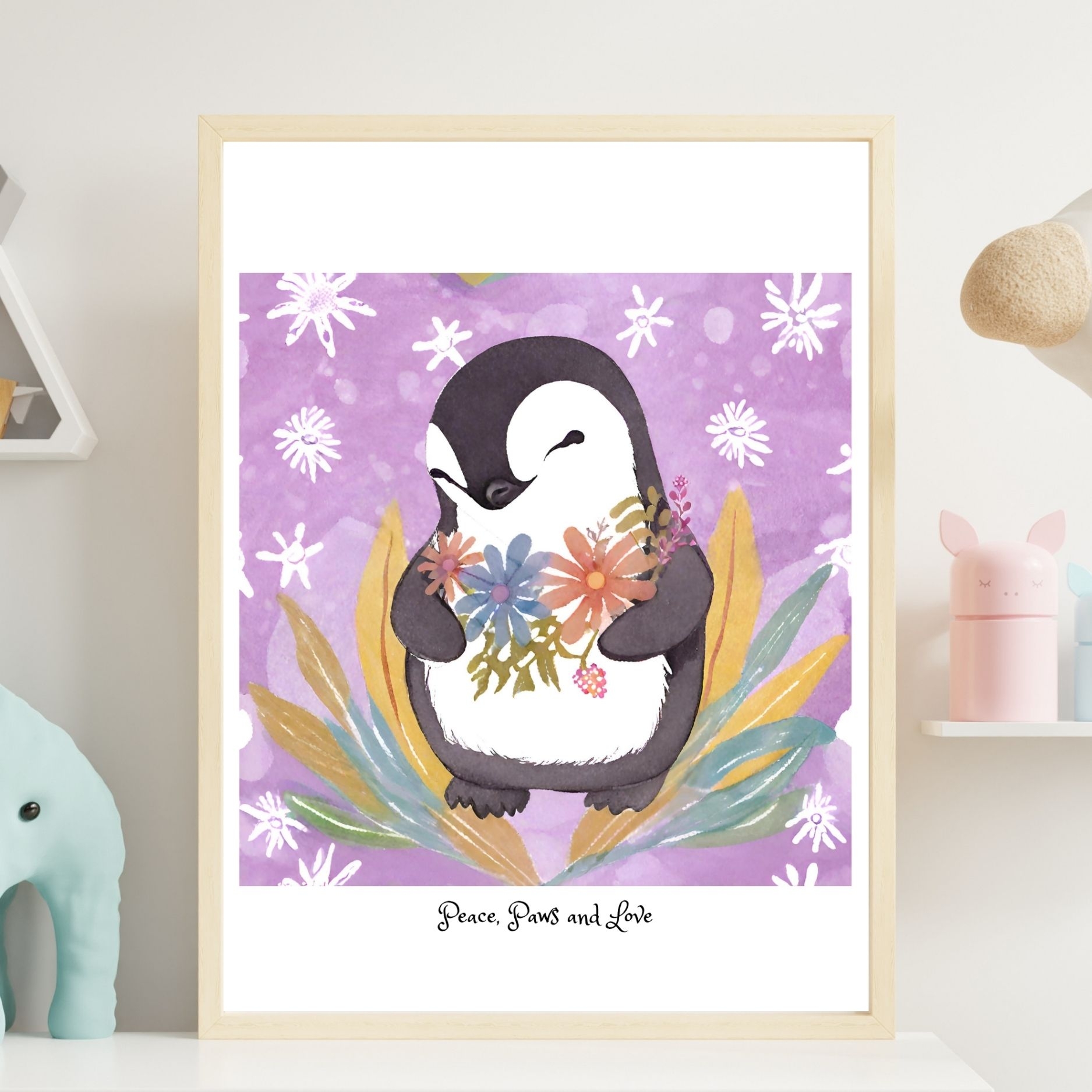 Çocuklar İçin Tasarım Posterler Peace Paws And Love No:28