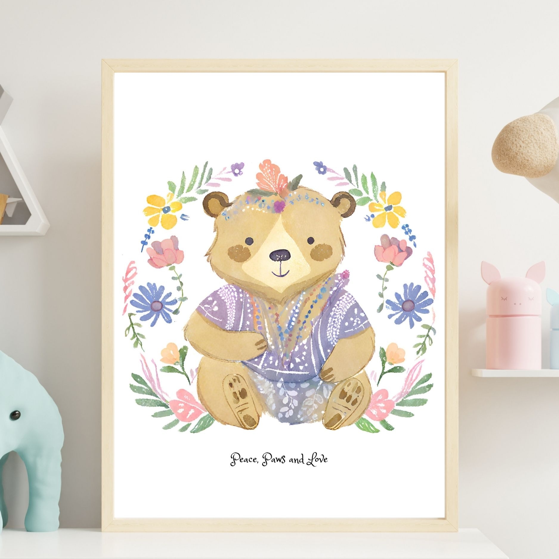 Çocuklar İçin Tasarım Posterler Peace Paws And Love No:36