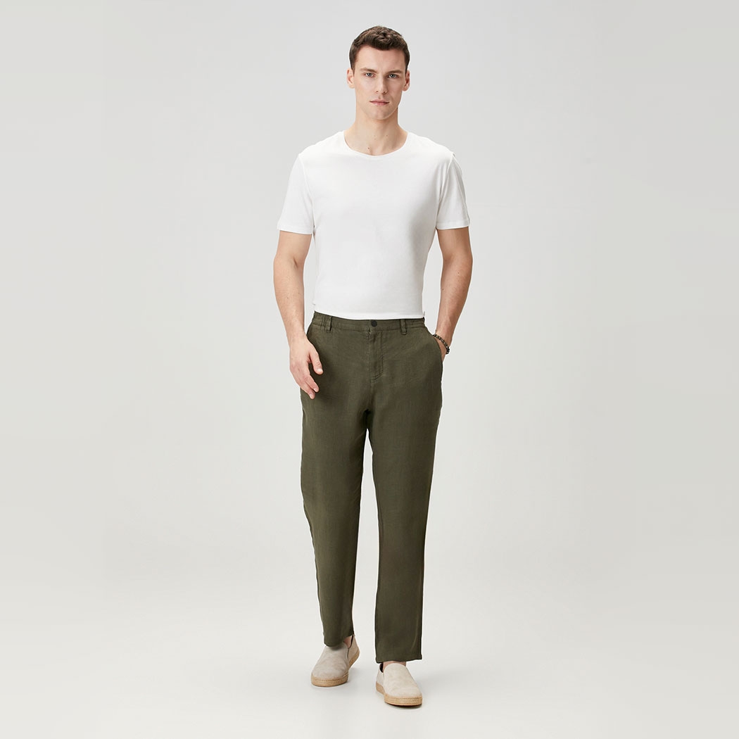 Dark Green - 100% Linen Pants