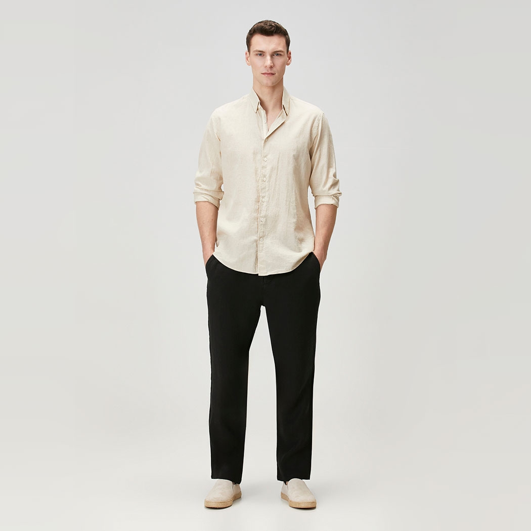 Black 100% Linen Pants