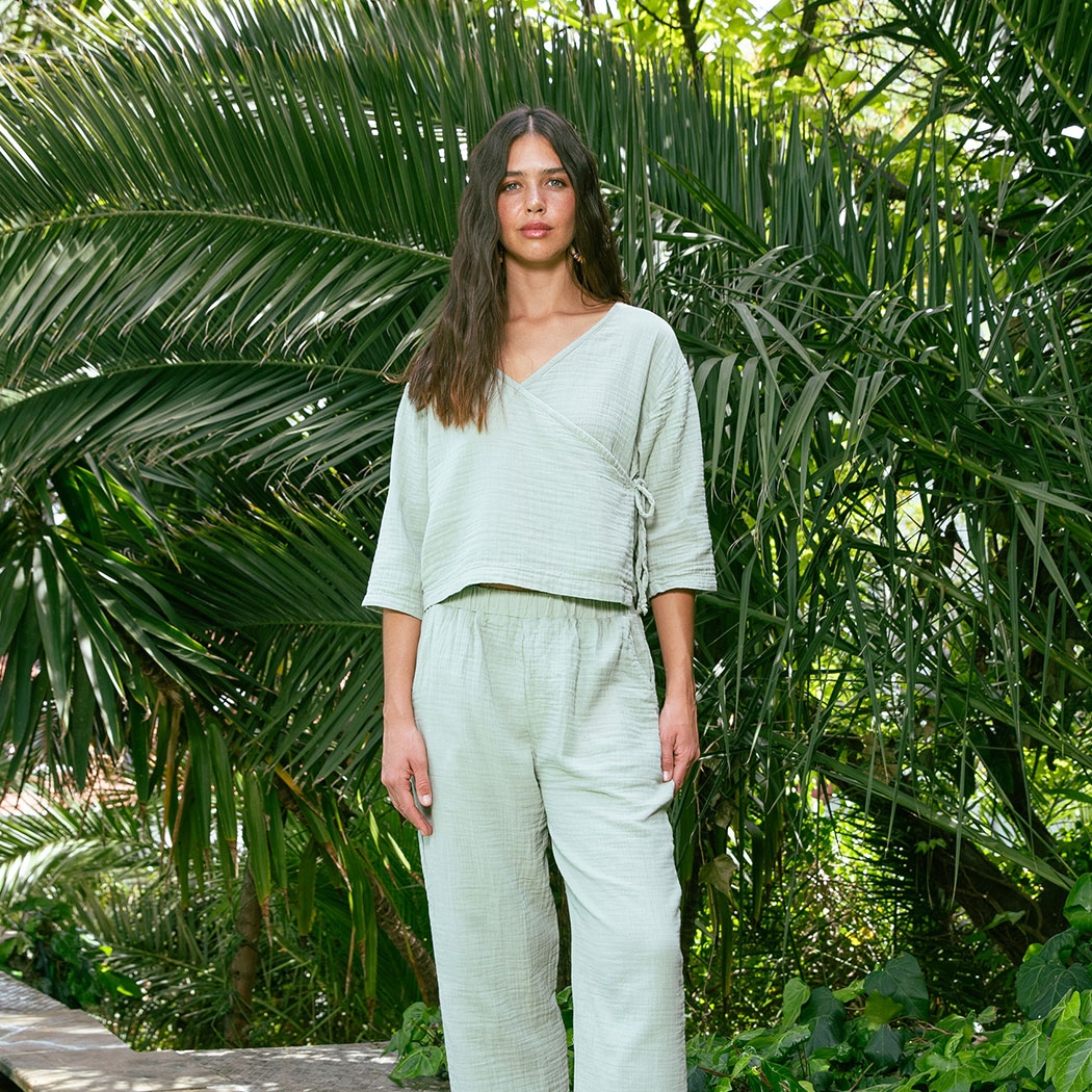 Nature Mint Green Wrap Top