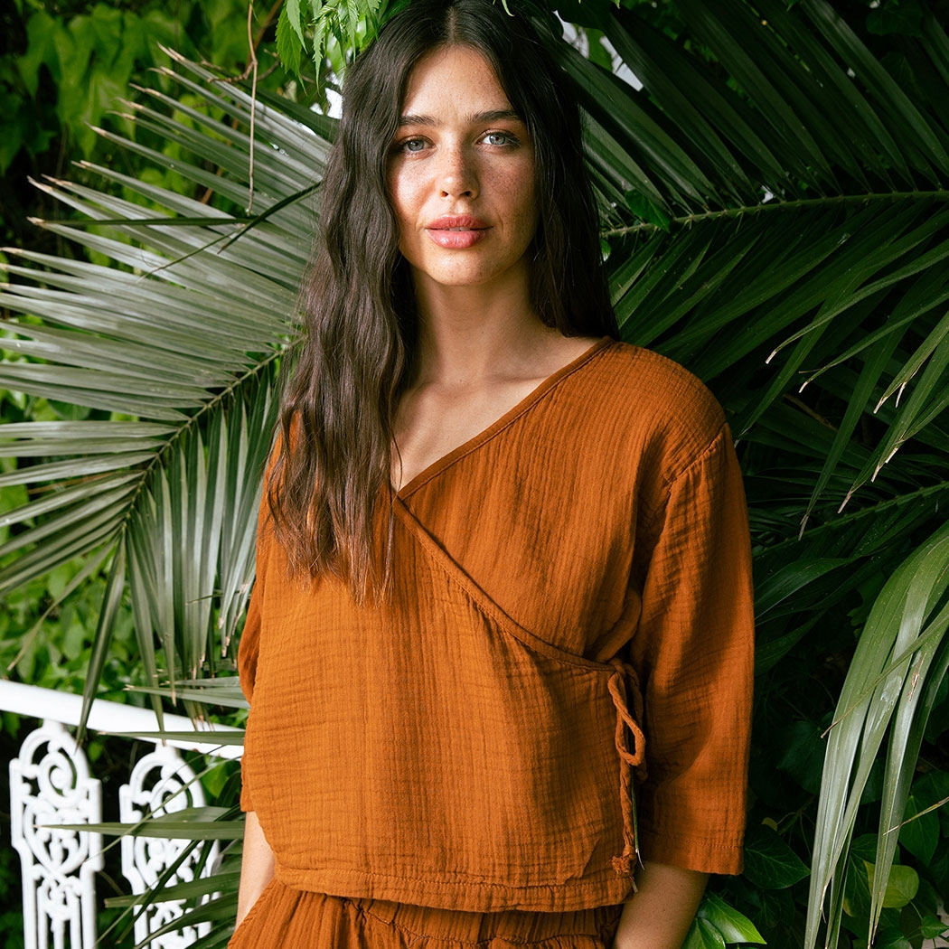 Nature Cinnamon Muslin Wrap Top