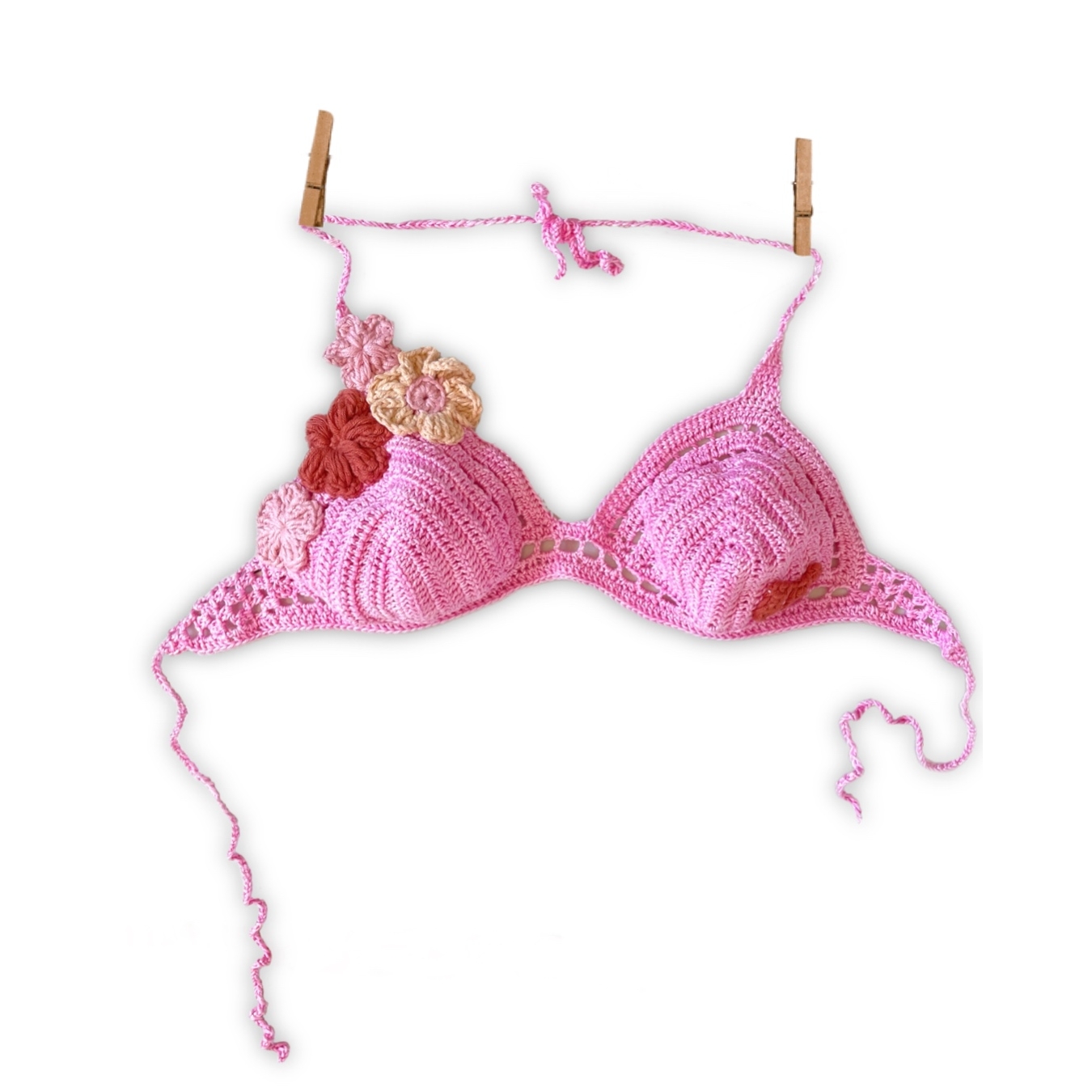 Soft Pink Flowers Crochet Top