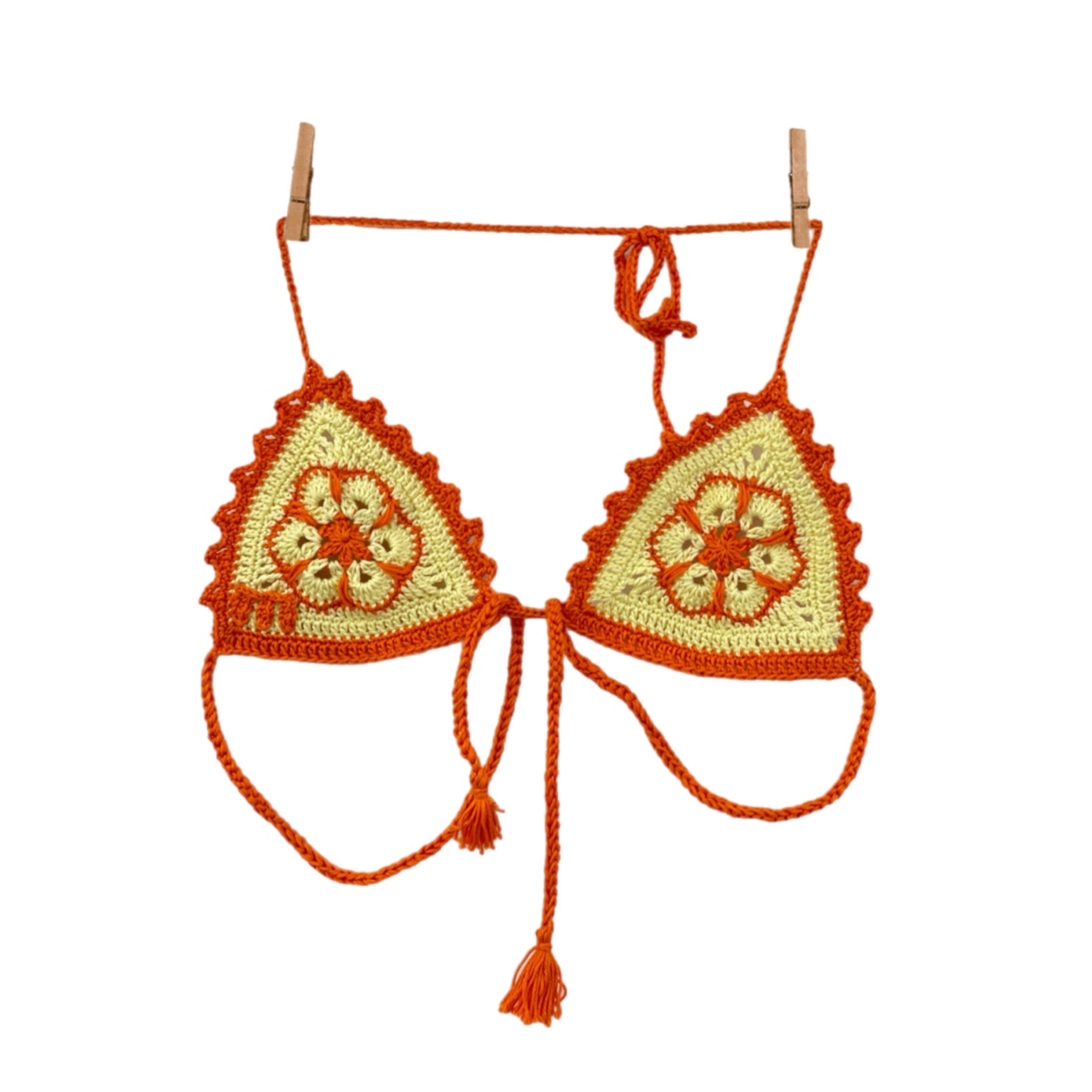 Yellow Orange Crochet Bikini Top