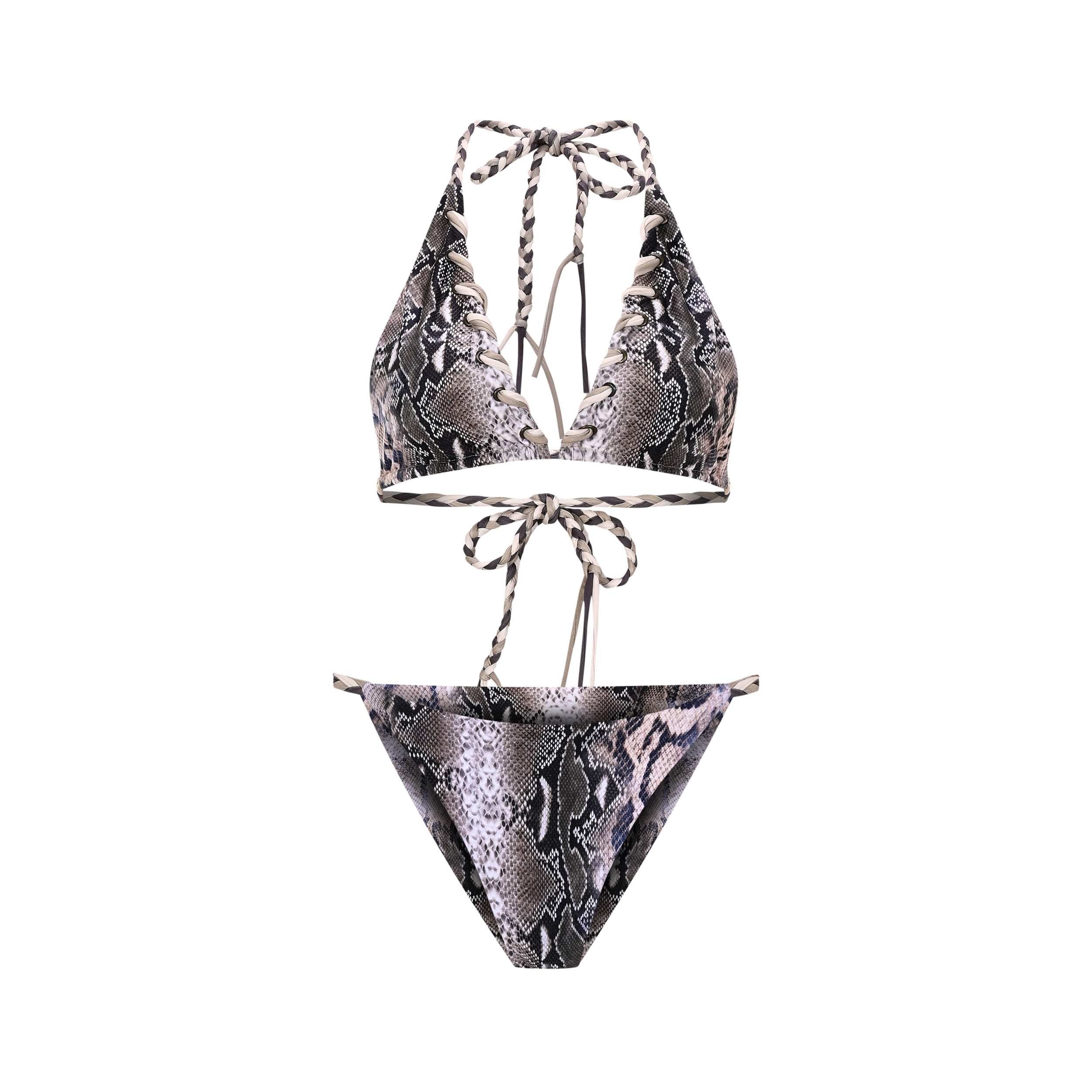 Moor Knit Detailed Leopard Bikini Set