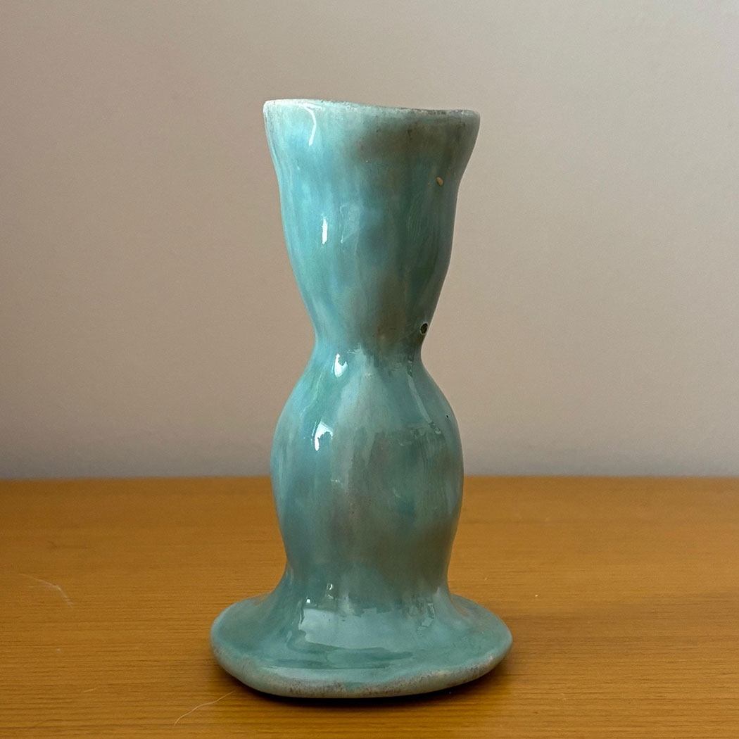 Organic Shape Ceramic Candle Holder - Green