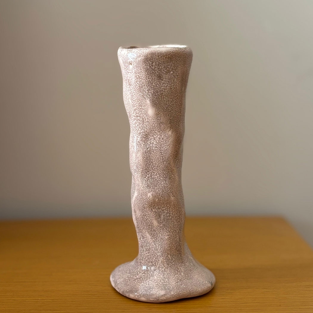 Organic Shape Ceramic Candle Holder - Beige