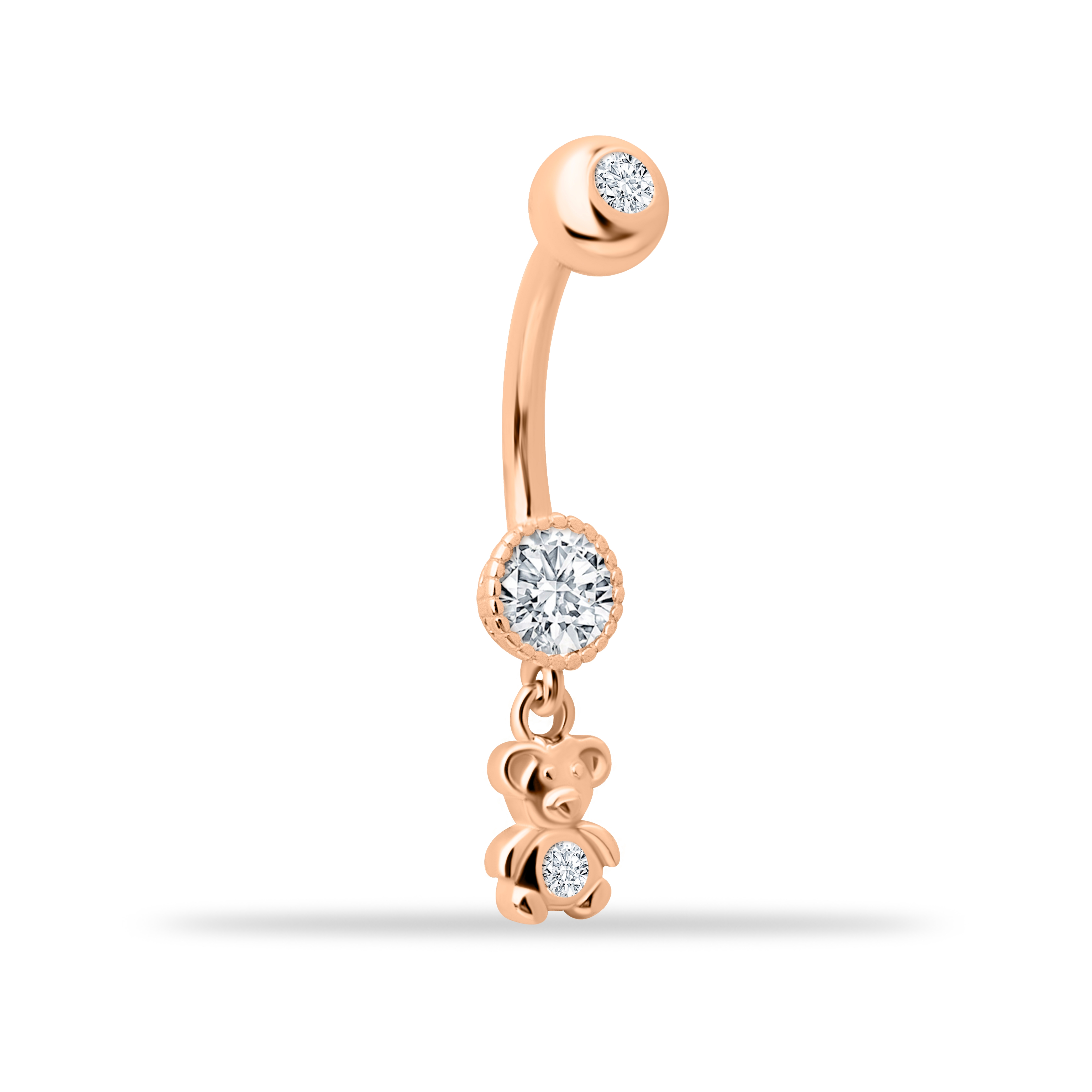 14k Gold Dangling Teddy Bear Belly Piercing