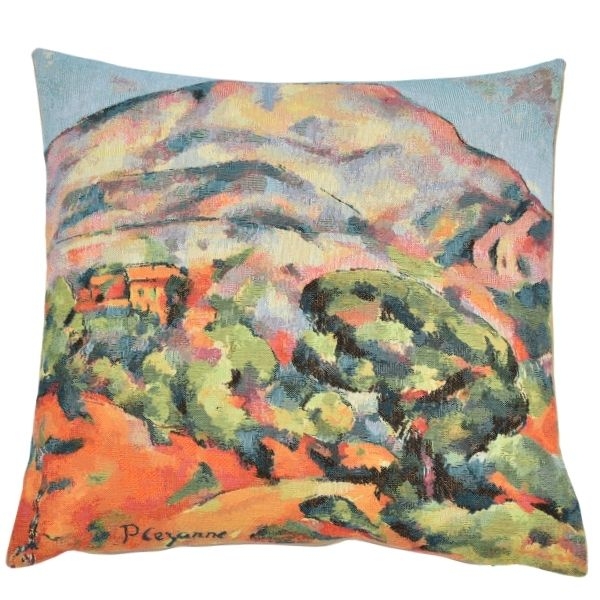 Mountains Of Sainte-victoire By Paul Cezanne Tapestry Cushion