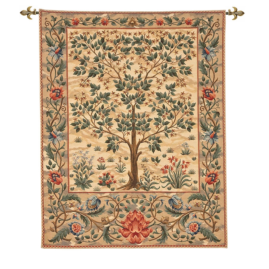 Tree Of Life Loom Woven Tapestry - Light - 142 X 90 Cm (4'8" X 3')