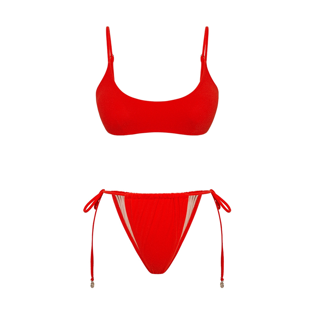 Blaze Terry Square Neck Strappy Bikini Set