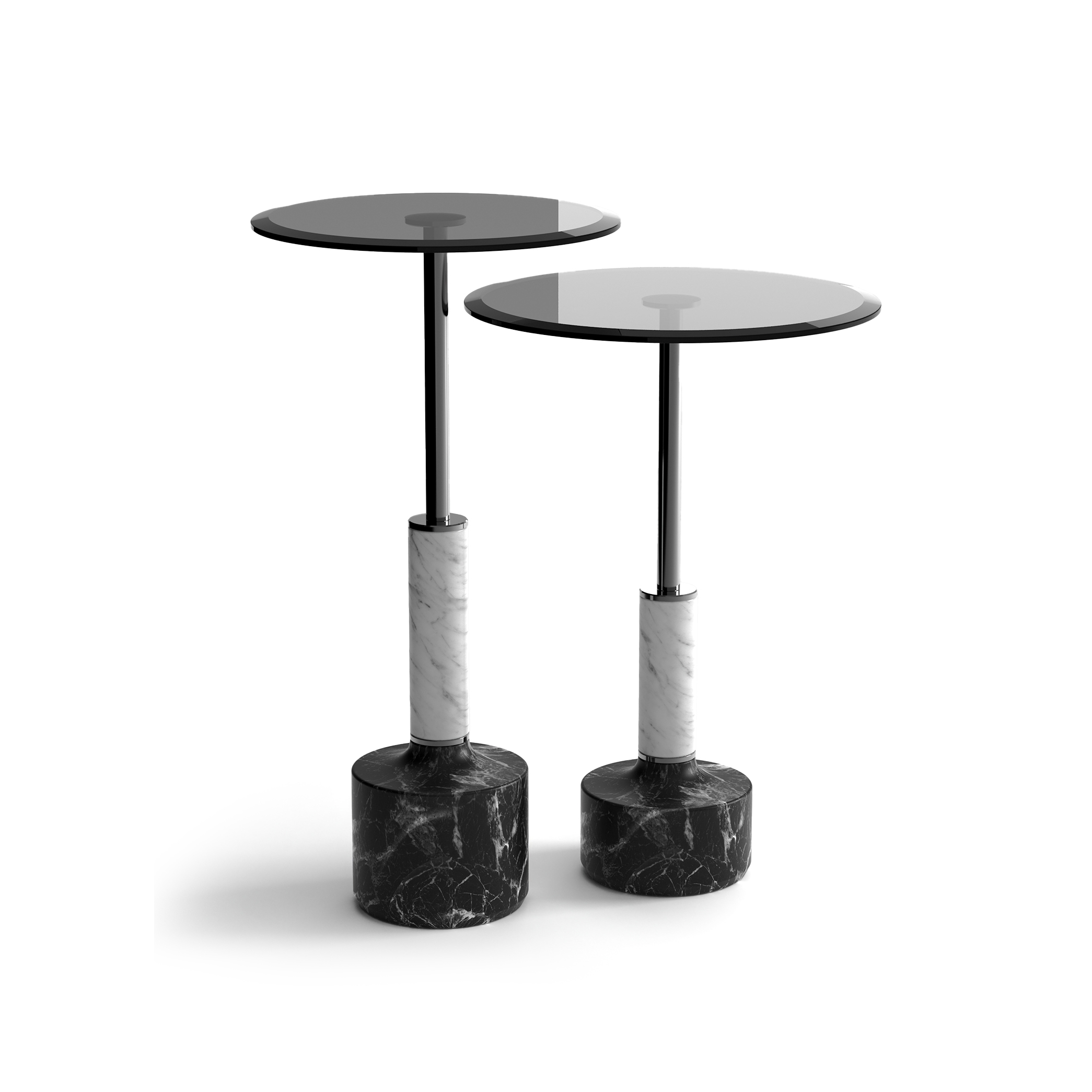Lope Cherry Marble Leg 2-piece Side Table Set