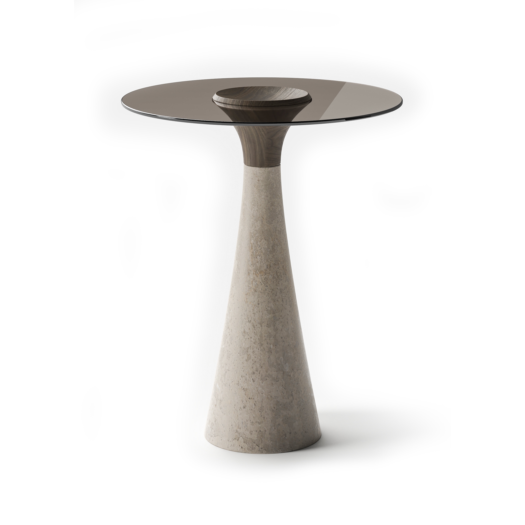 Piera Solo Bronze Glass Top Travertine Leg Side Table