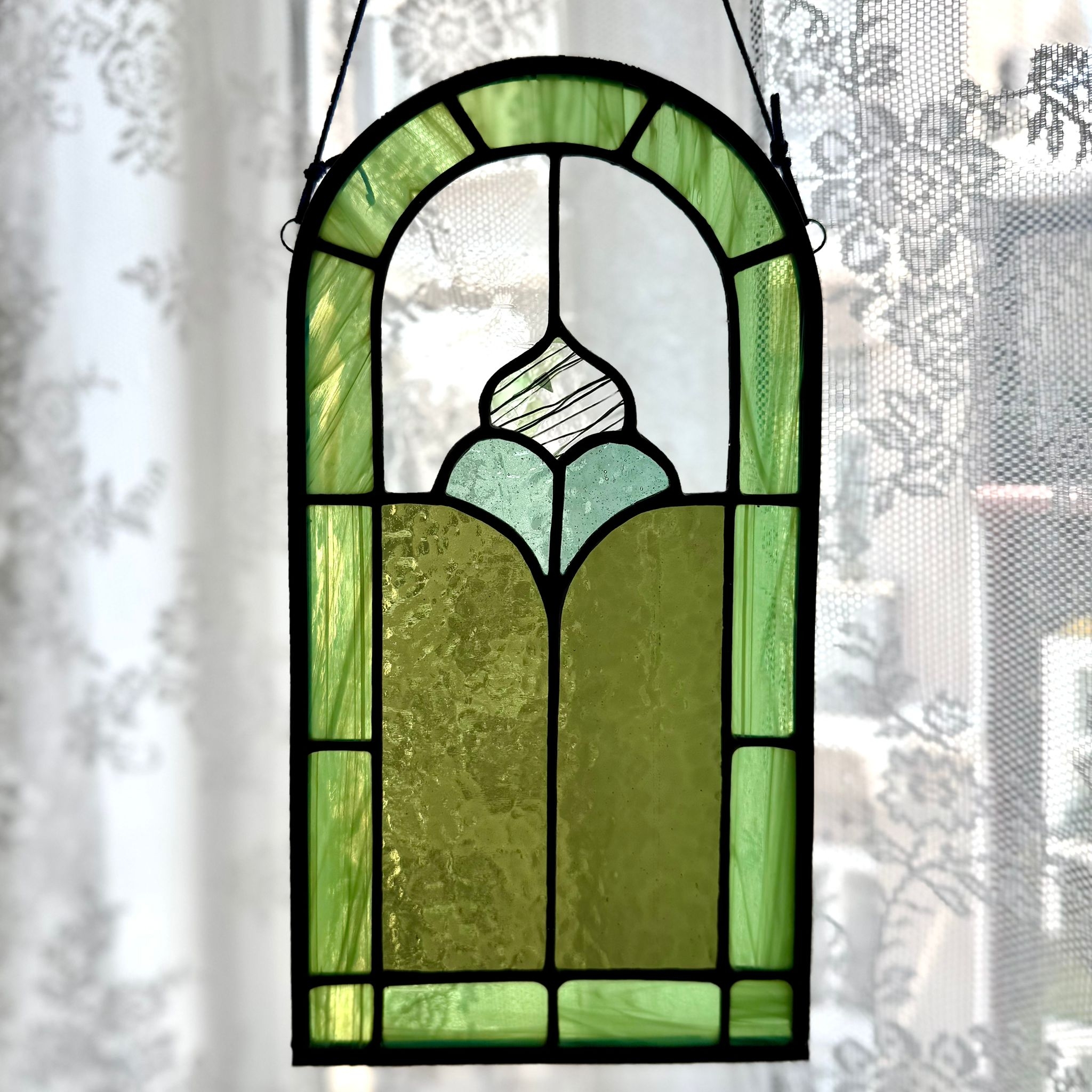 Ice Cream Gate Stained Glass Suncatcher, Green