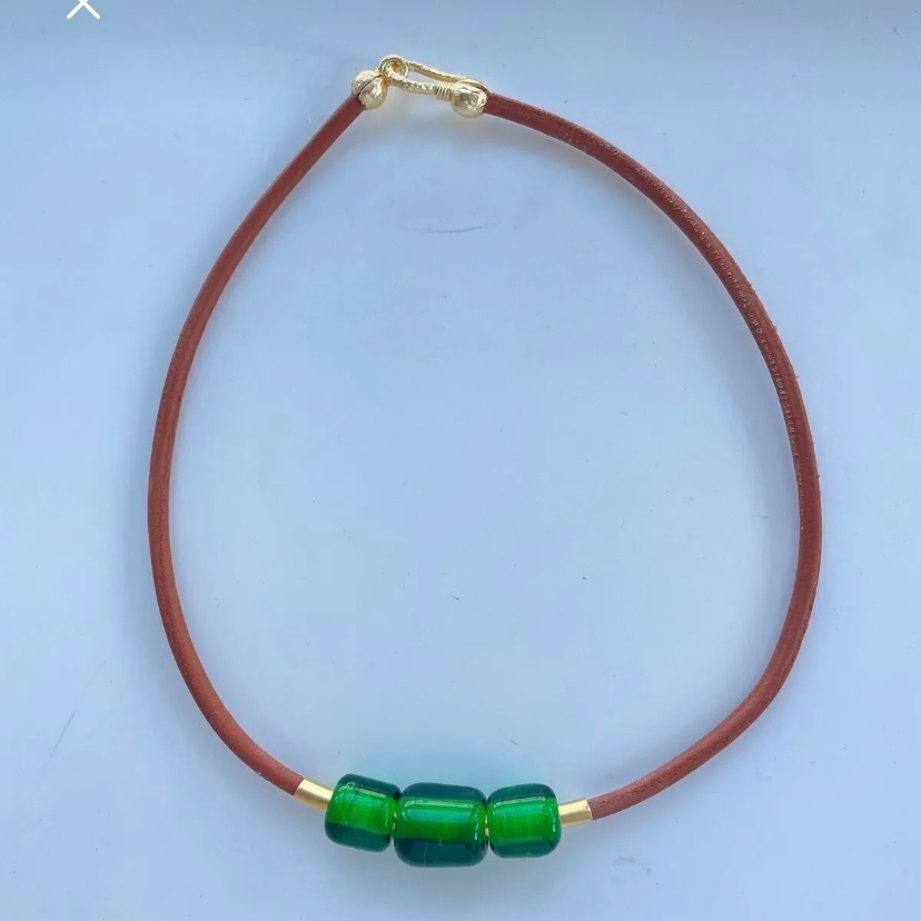 Murano Bead Design Murano Bead Leather Necklace