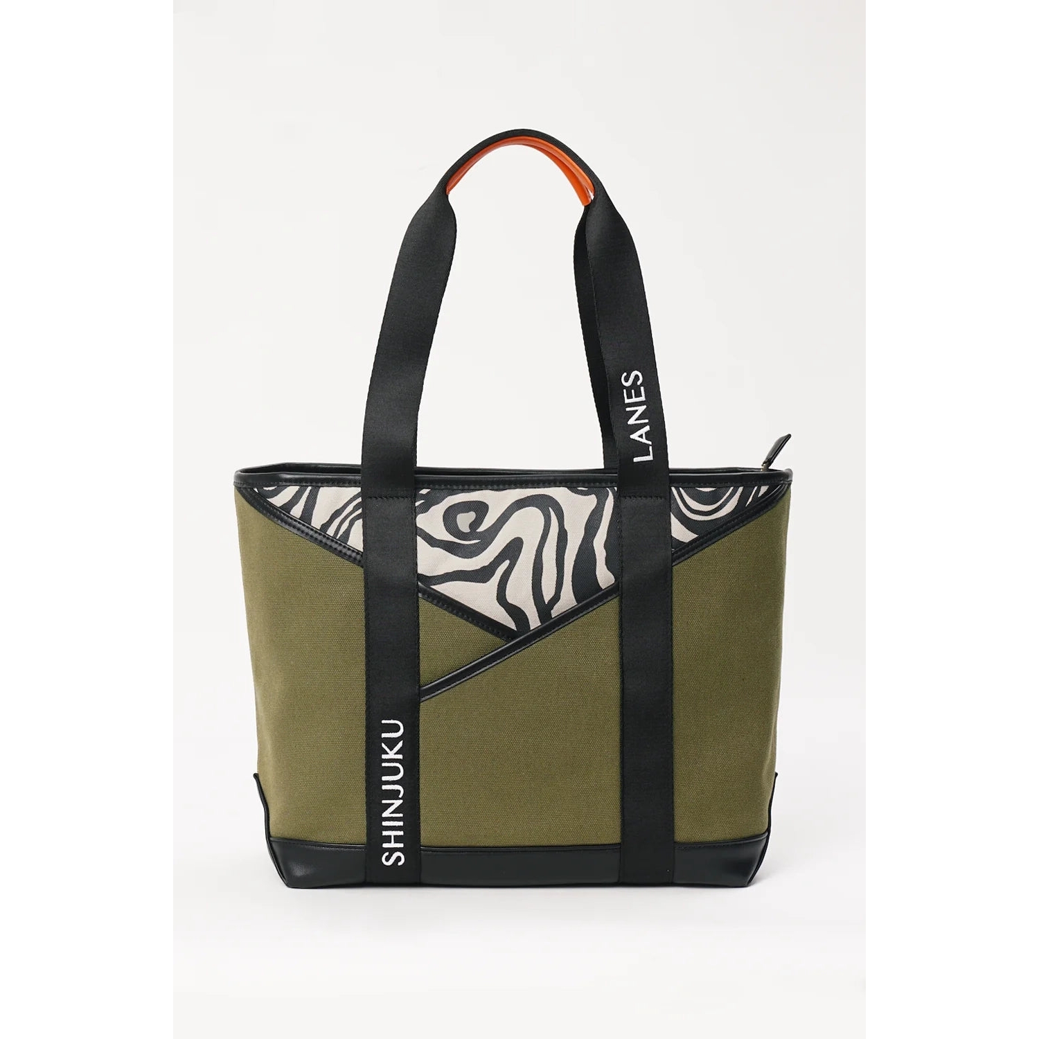 Origami Pocket Tote - Khaki Green Terrain Print