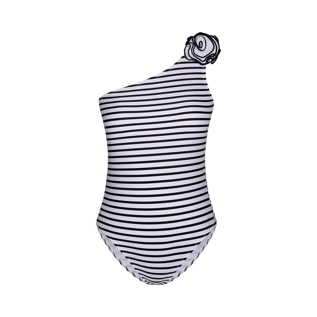 Perlato Rose Accessorized One Shoulder Swimsuit