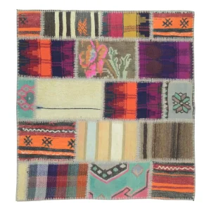 Patchwork Wool Kilim 100x100 Cm (3.3x3.3 Ft)