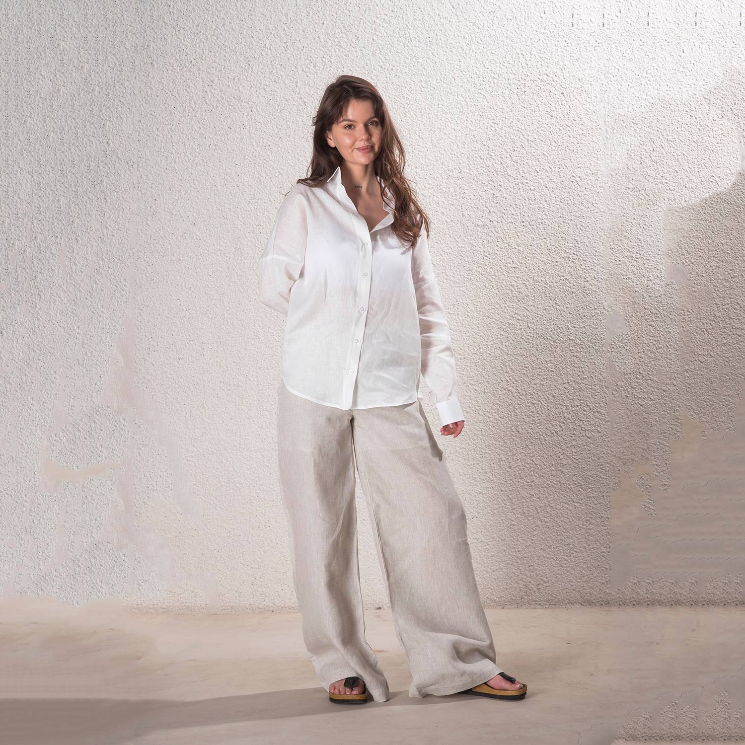 Women %100 Linen White Shirt