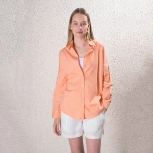 Women Linen Orange Shirt