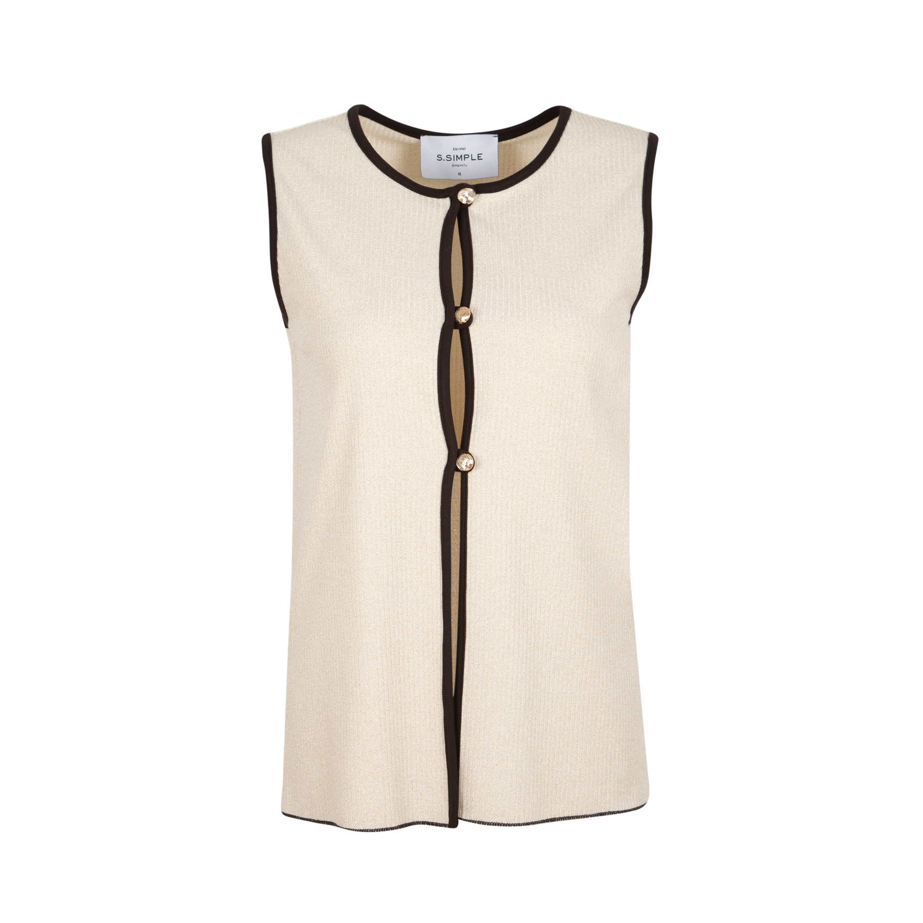 Soft Outline Top Piped Detail Front Buttoned Vest