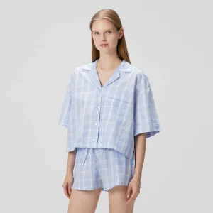 Cotton Plaid Shorts Pajama Set