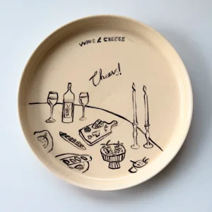 "wine & Cheese" Ceramic Plate