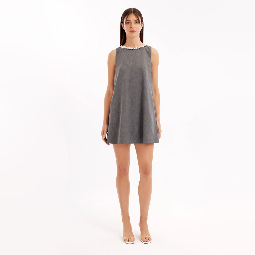 Baby Breath - Stone Necklace Detail Mini Dress