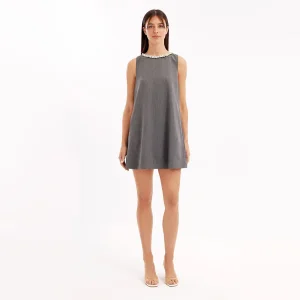 Baby Breath - Stone Necklace Detail Mini Dress