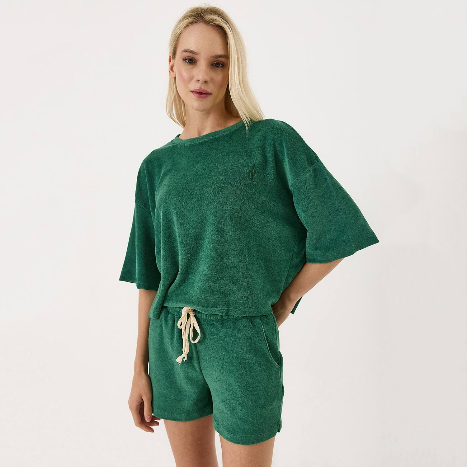Vayu Natural Embroidered Detail Oversized Towel T-shirt