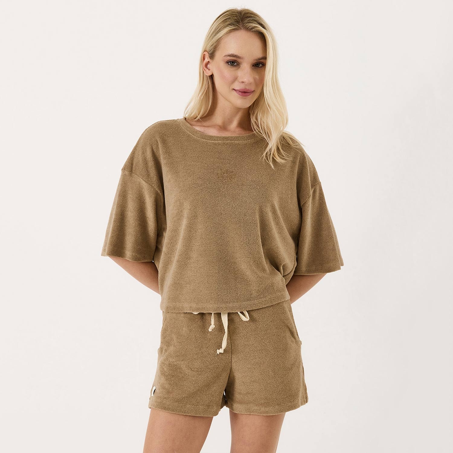 Vayu Natural Embroidered Detail Oversized Towel T-shirt