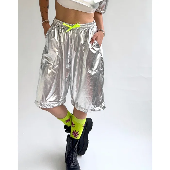Silver Metallic Shorts - Unisex - 7