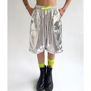 Silver Metallic Shorts - Unisex - 6