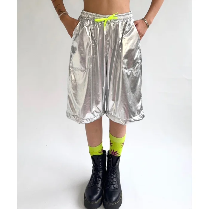 Silver Metallic Shorts - Unisex - 6