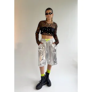 Silver Metallic Shorts - Unisex - 4