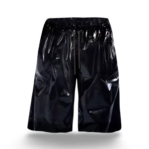 Black Patent Leather Latex Shorts Unisex
