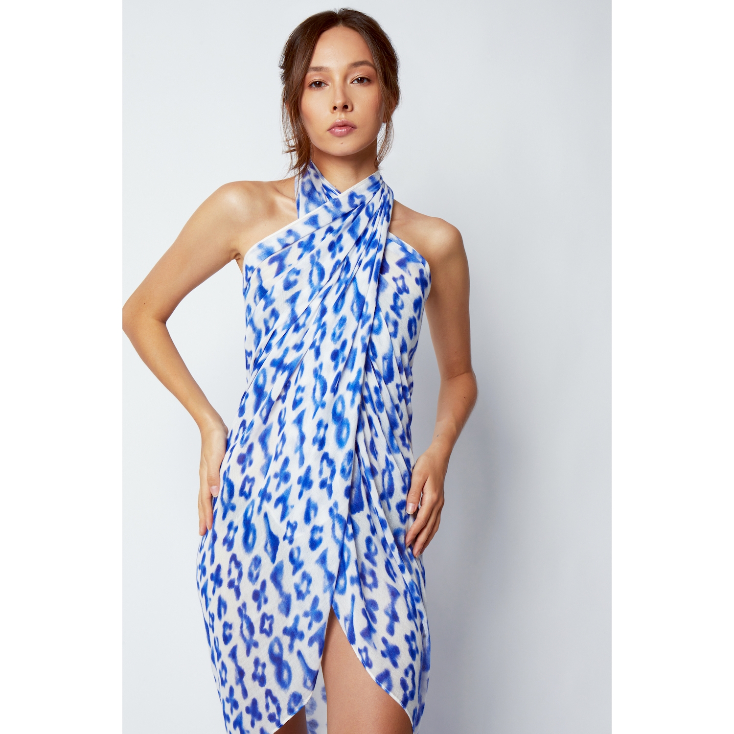 Santorini Bamboo Sarong & Scarf - Cobalt blue