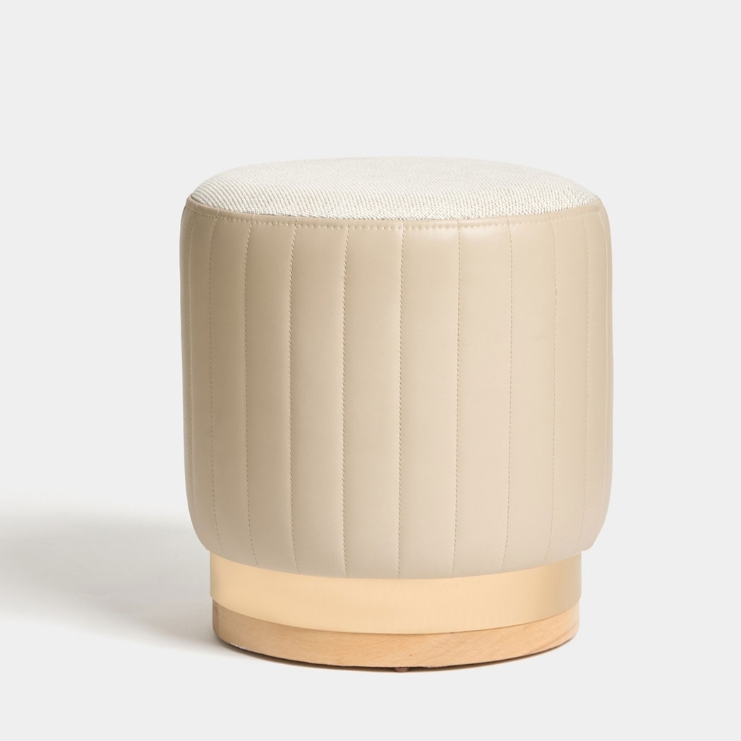 Nordica Gold And Wooden Detailed Pouf