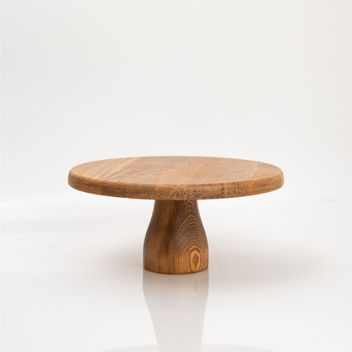 Justwood Lucca 29 Cm Wooden Round Cake Serving Platter With 12 Cm Legs