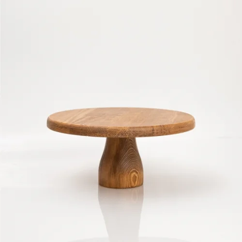 Justwood Lucca 29 Cm Ahşap 12 Cm Ayaklı Yuvarlak Pasta Sunum Servis Tabağı
