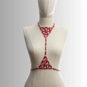 Vertical Body Necklace With Acrylic Crystals